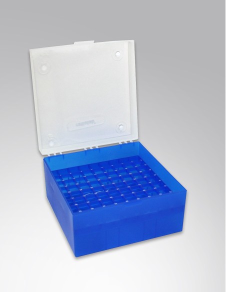 Kiro Box blue pour 81 fioles (plastique - 75 mm)